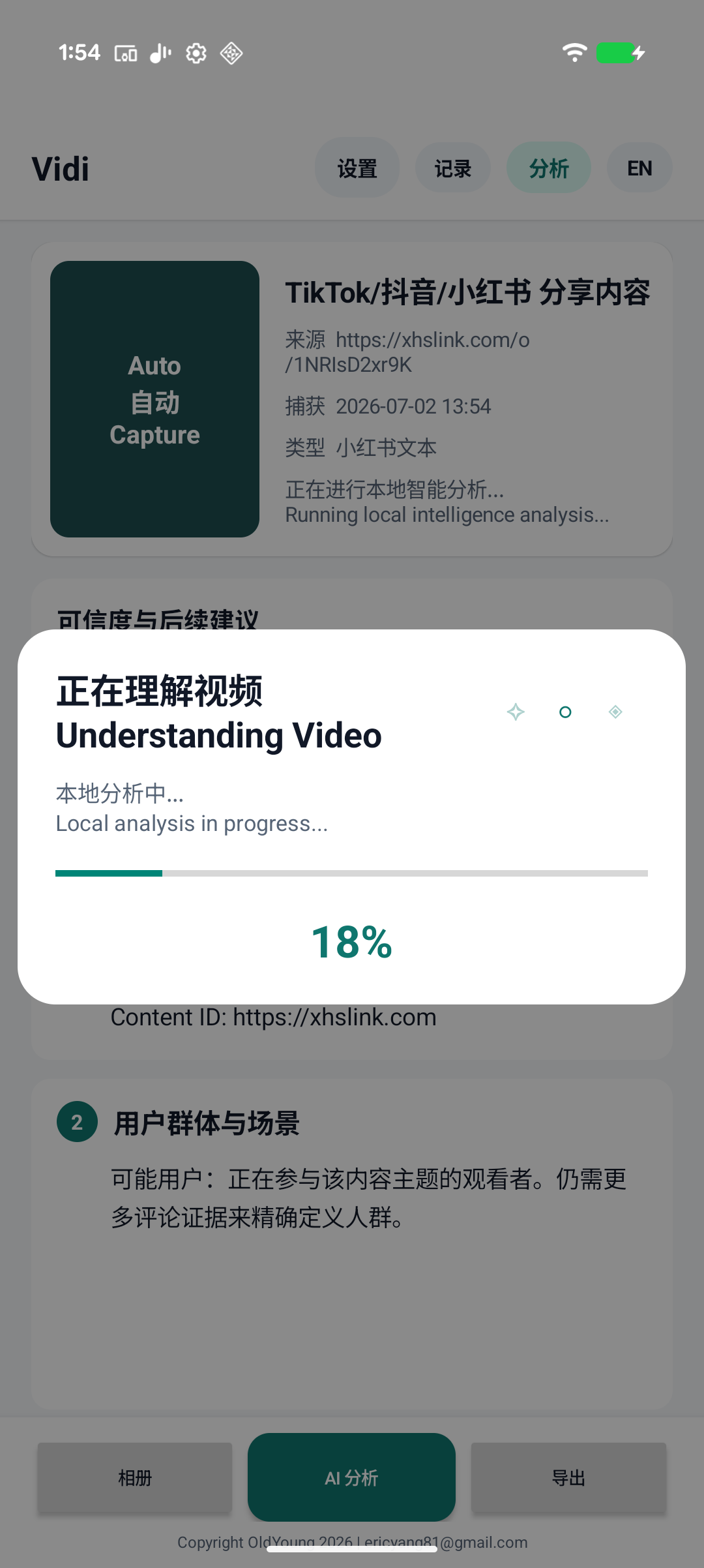 Vidi 处理中界面
